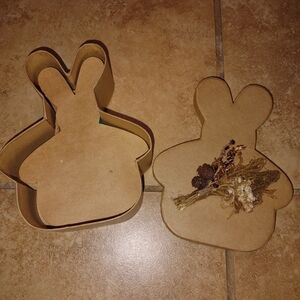 Bunny Shaped Cardboard Gift Box with Dried Floral Accent From Europe